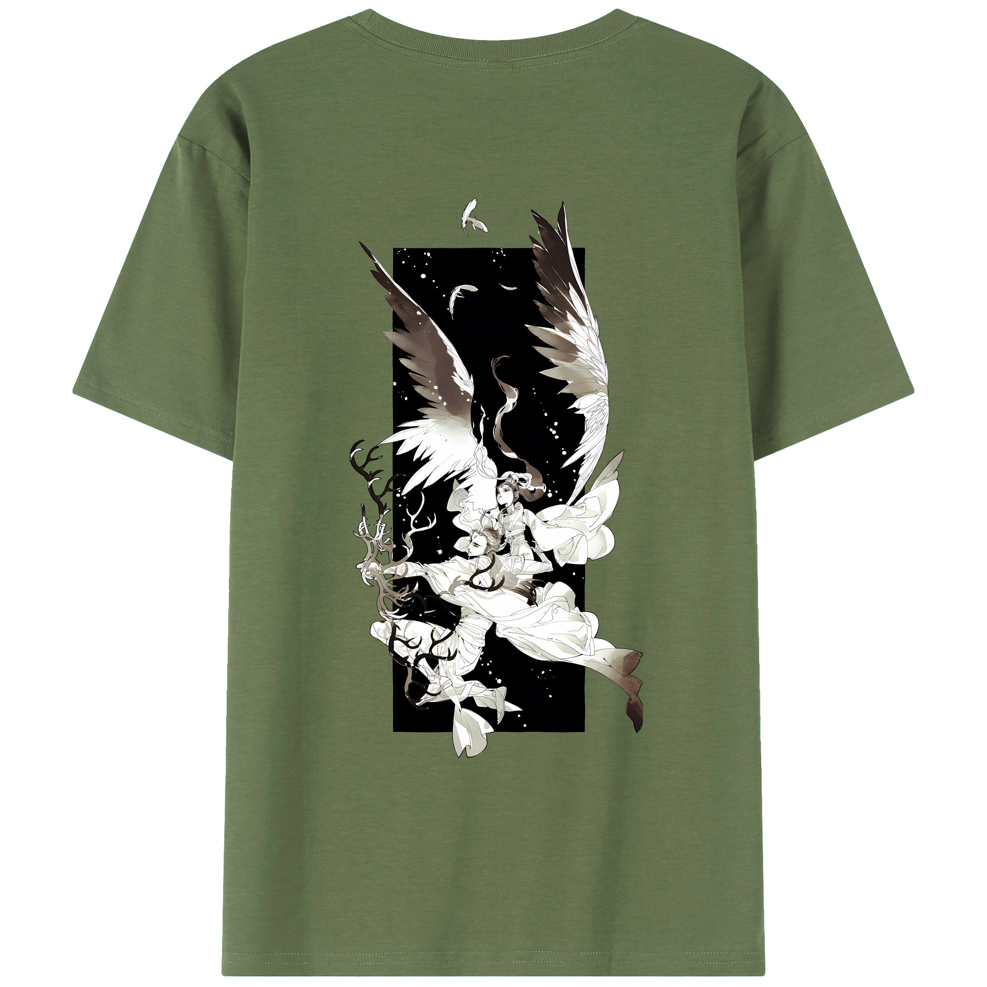 （画像用） Ne Zha 2 ナタ 魔童の大暴れ 綿100％ メンズ半袖Tシャツ（バックプリント） 通気性